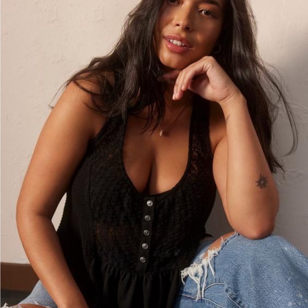 Torrid Black Button-Front Tank Top